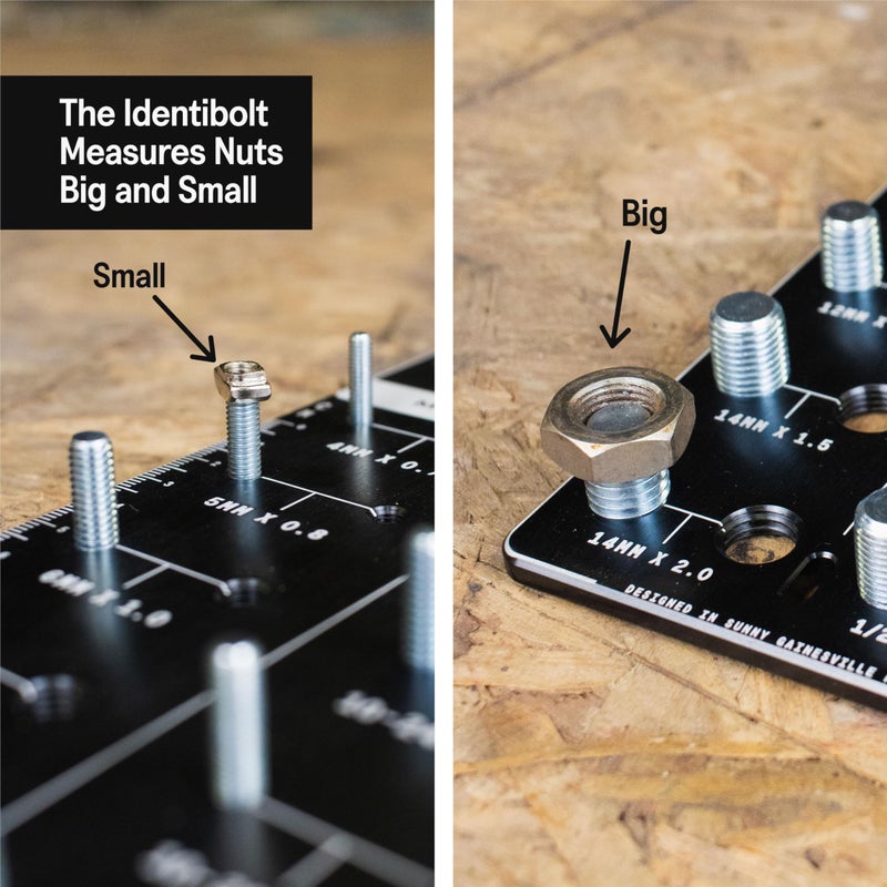 Stupid Simple Tools SST - Original Identibolt - Precise Threadchecker and Wall Mount - Imperial SAE and Metric Threads - 28 Nuts & Bolts Identifier - from #6 to Â½ & 4mm to 14mm - in. and Cm. Rulers - Made in USA - Image 5
